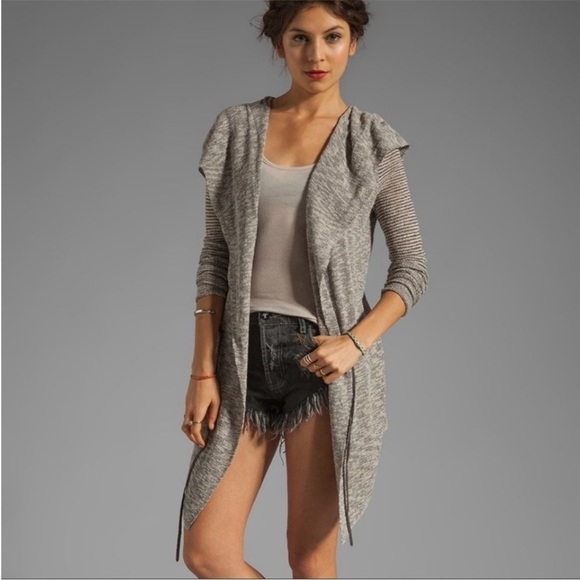 Free People Sweaters - FREE PEOPLE For Keeps Cardigan Sweater Hood Asymmetrical Tie Layering Size Small